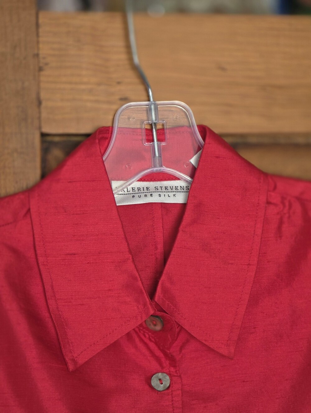 Valerie Stevens Pure Silk Shantung Sleeveless Blouse - Crimson Red - Size 4 - Picture 5 of 6